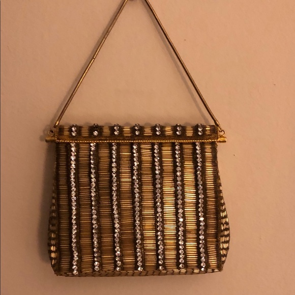 Handbags - Vintage Elegant Gold and Silver Evening Bag